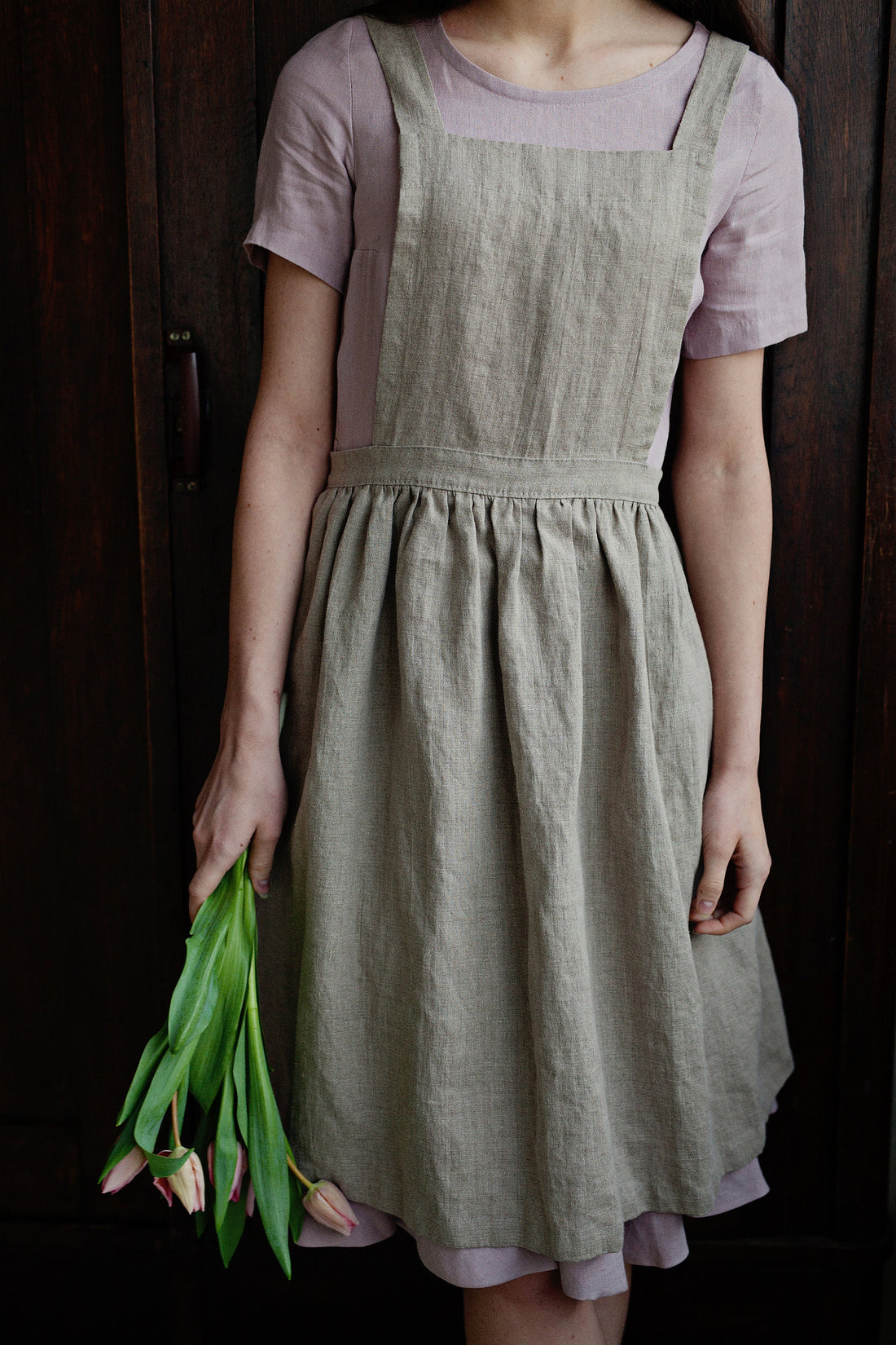 Natural Midi Cross Back Pinafore