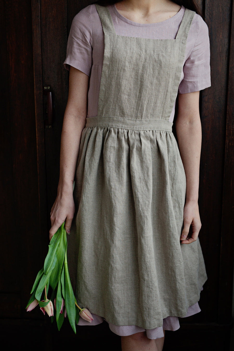 Natural Midi Cross Back Pinafore