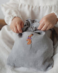 Rabbit with Linen Scarf Pouch Linen Bag