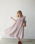 Baby Pink Prairie Linen Dress