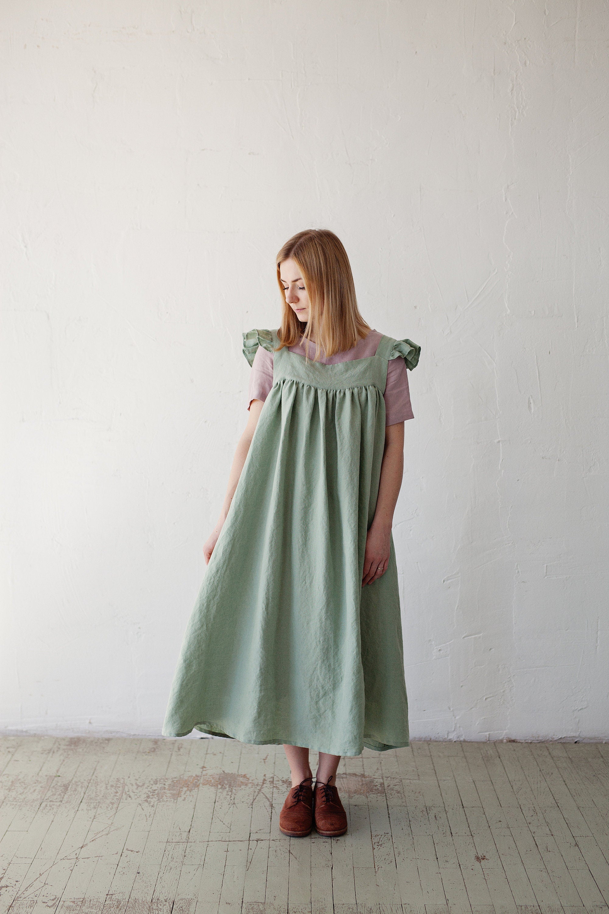 Mint Prairie Linen Dress