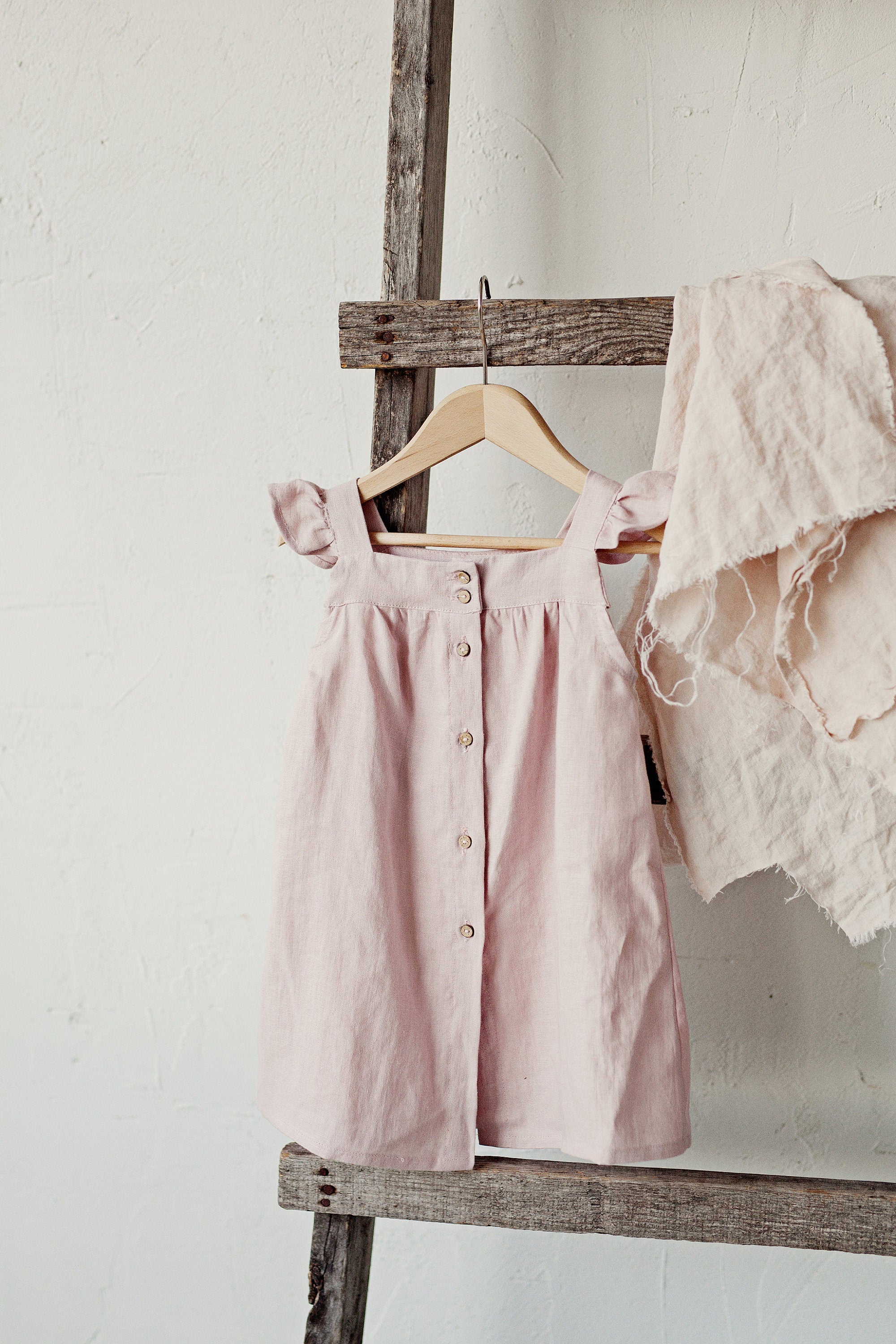 Baby Pink Linen Pinafore Linen Dress allthebeautifullinen Baby Pink Linen Pinafore Linen Dress allthebeautifullinen