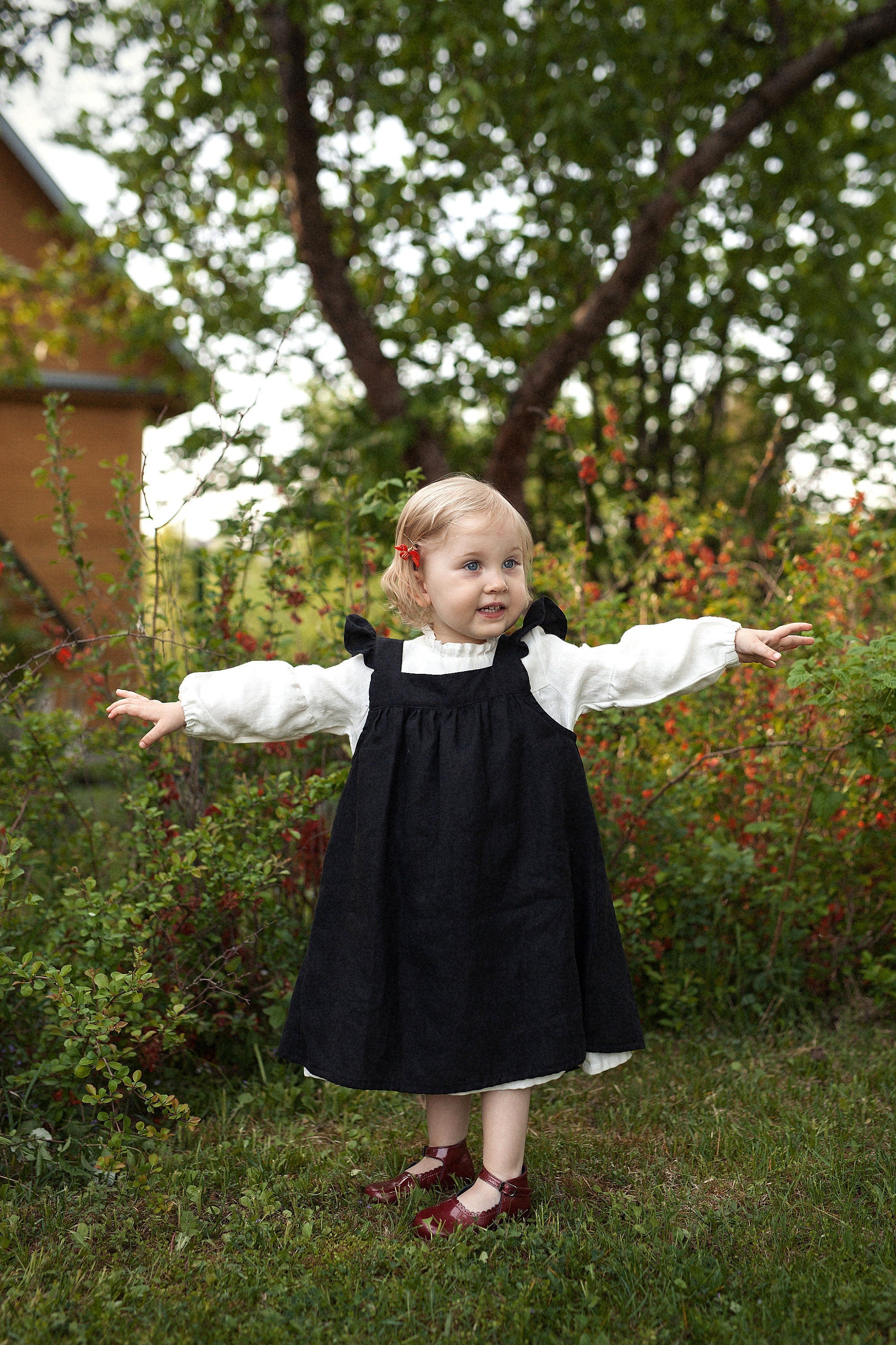 Black Linen Pinafore Linen Dress