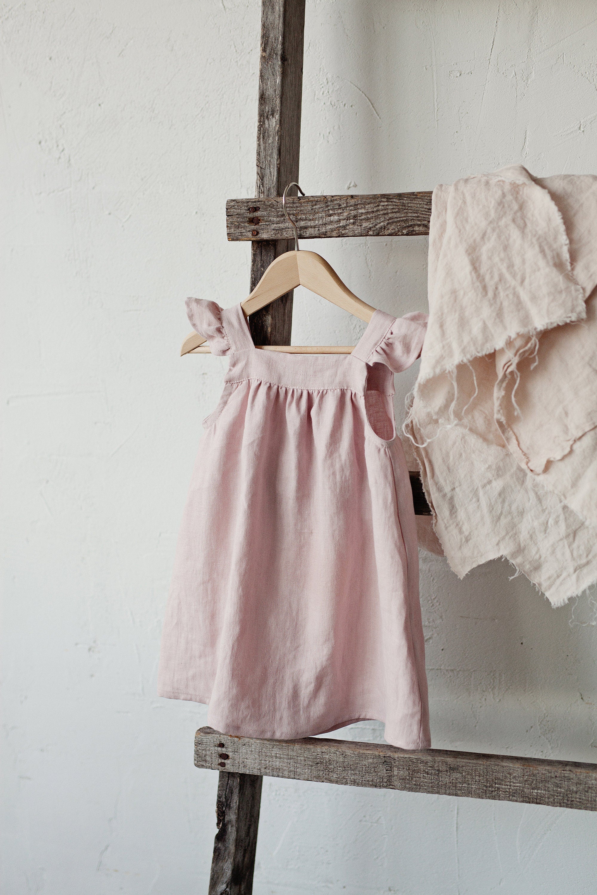 Baby Pink Linen Pinafore Linen Dress