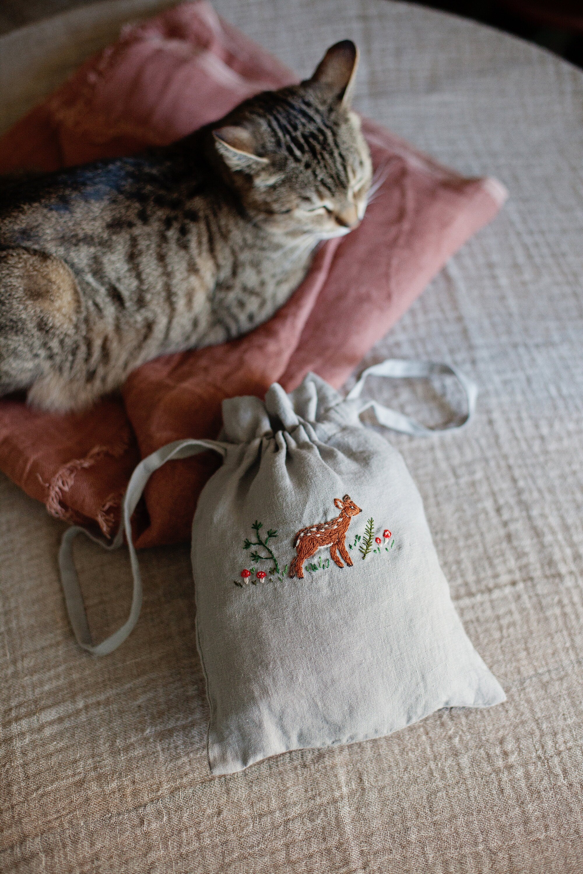 Fawn in the Forest Pouch Linen Bag