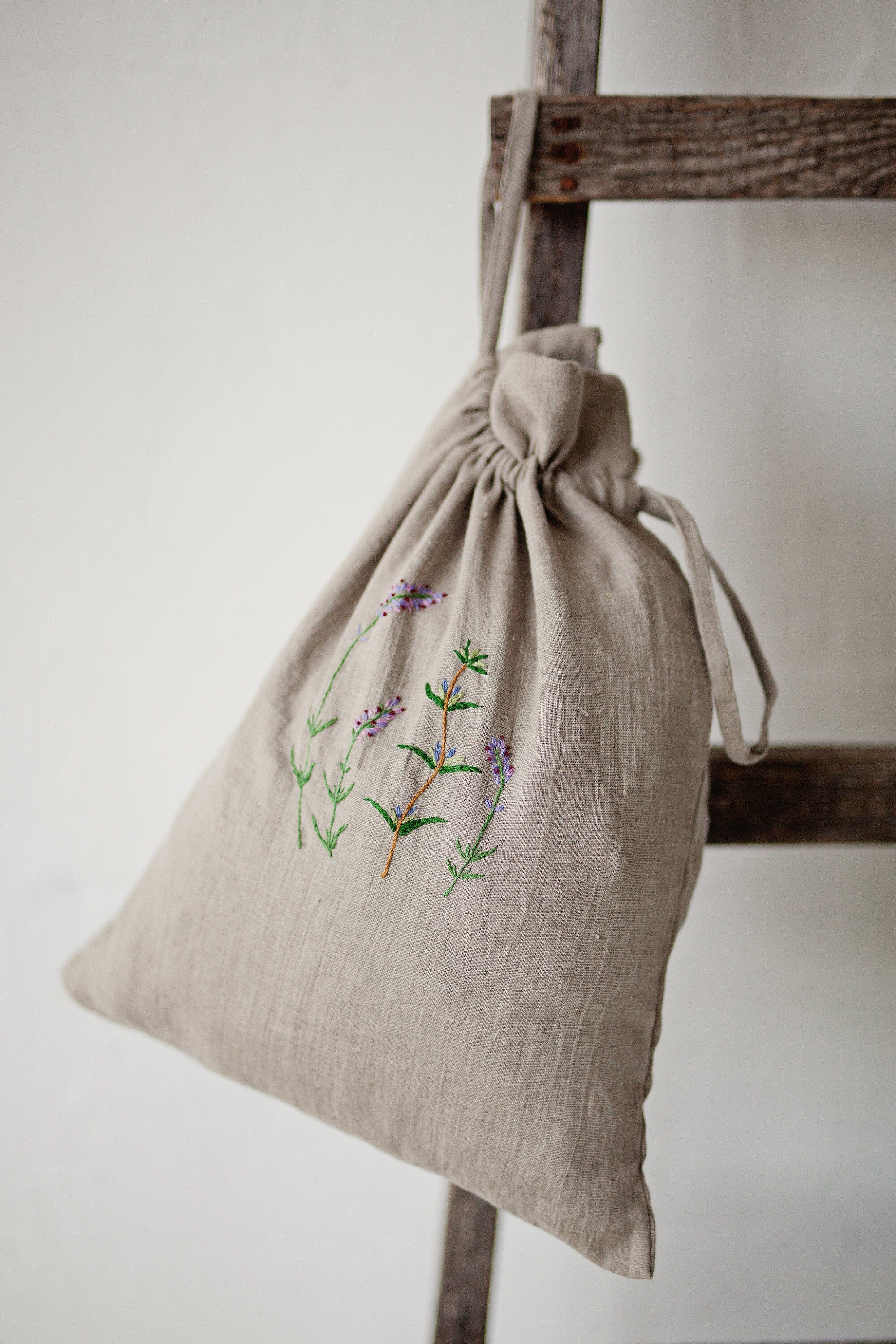 Rosemary and Lavender Pouch Linen Bag