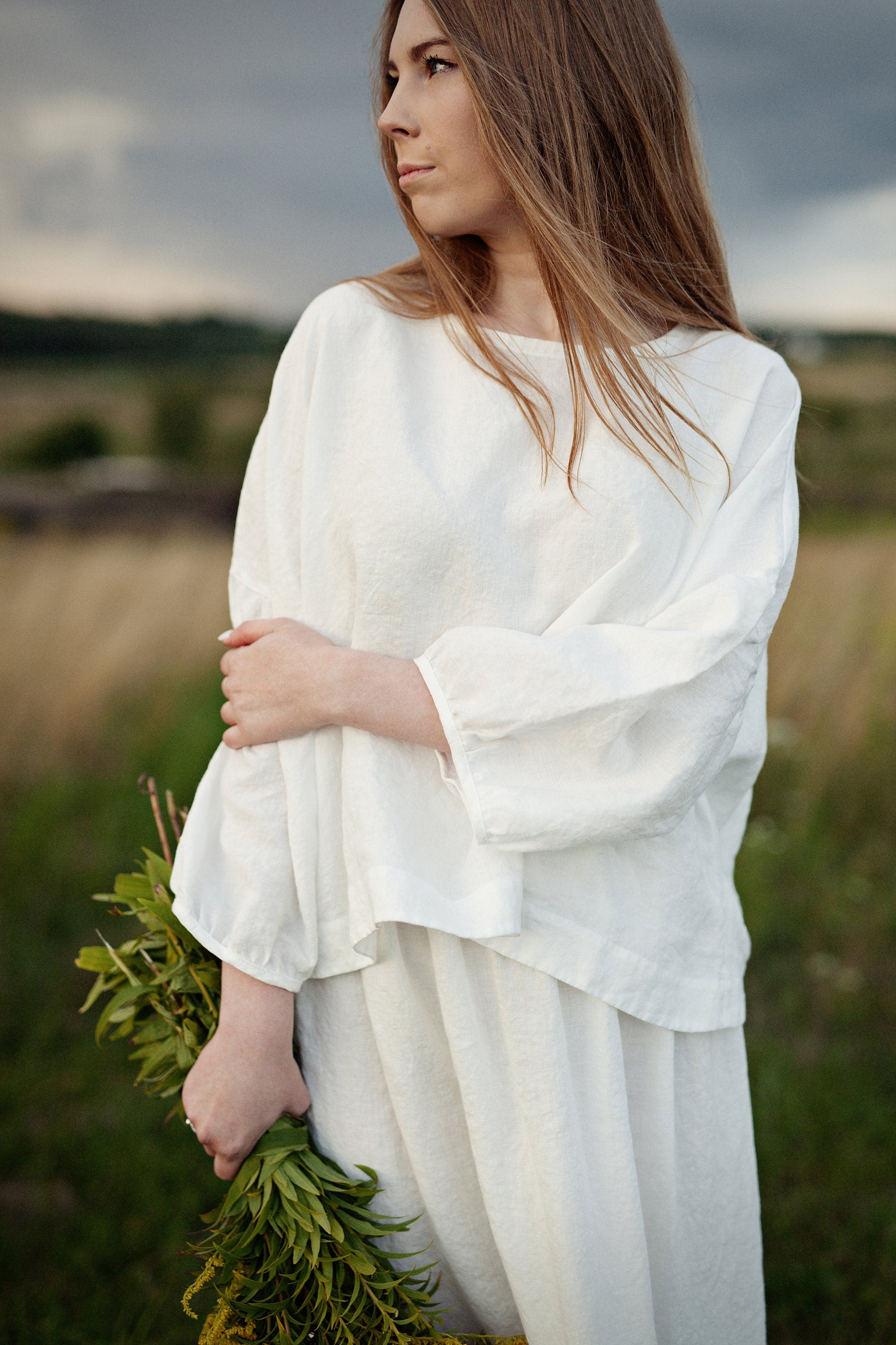 White Kimono Linen Tunic