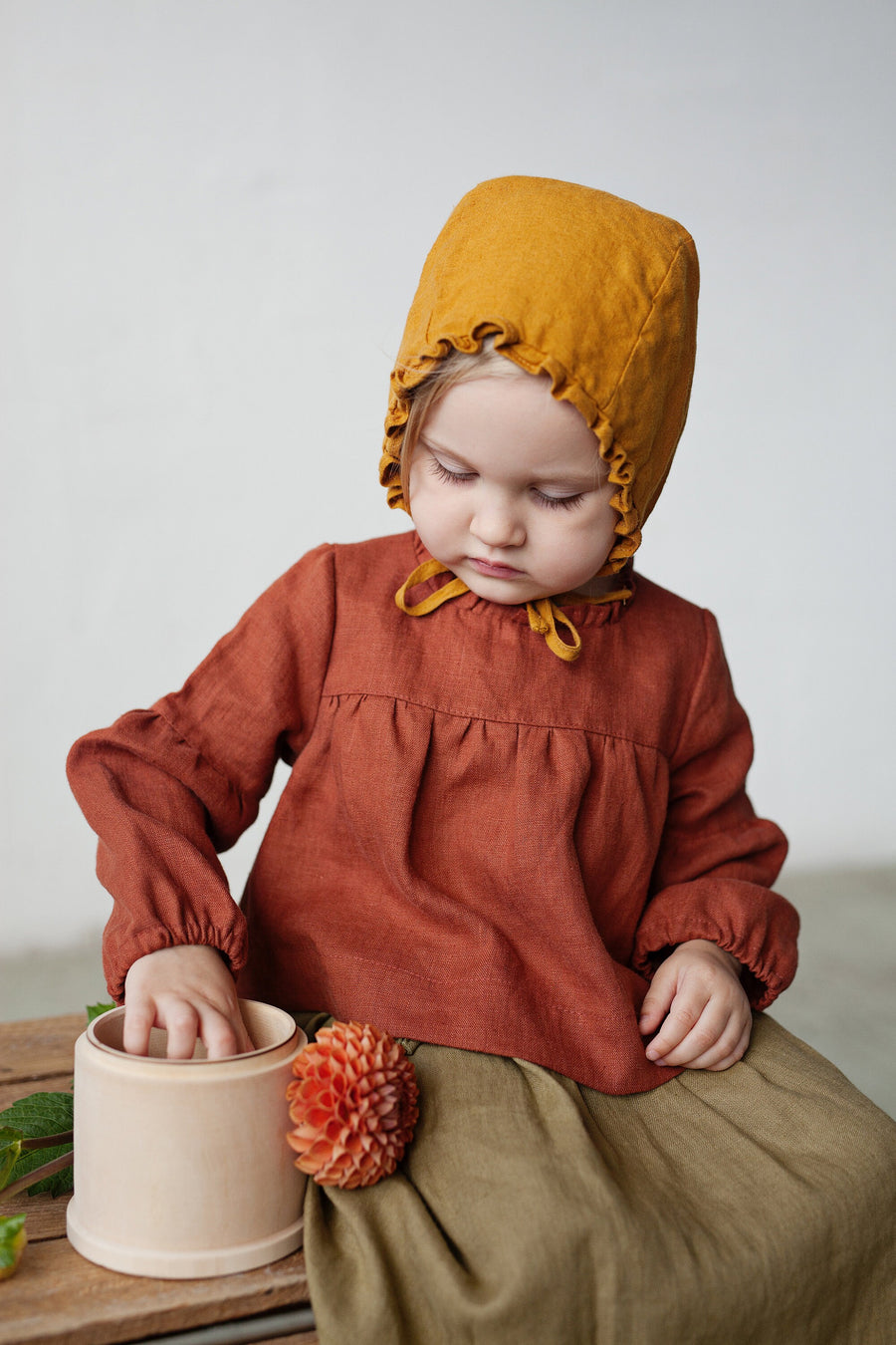 Mustard Ruffle Bonnet