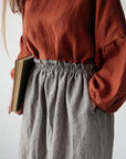 B&W Stripe Classic Midi Linen Skirt