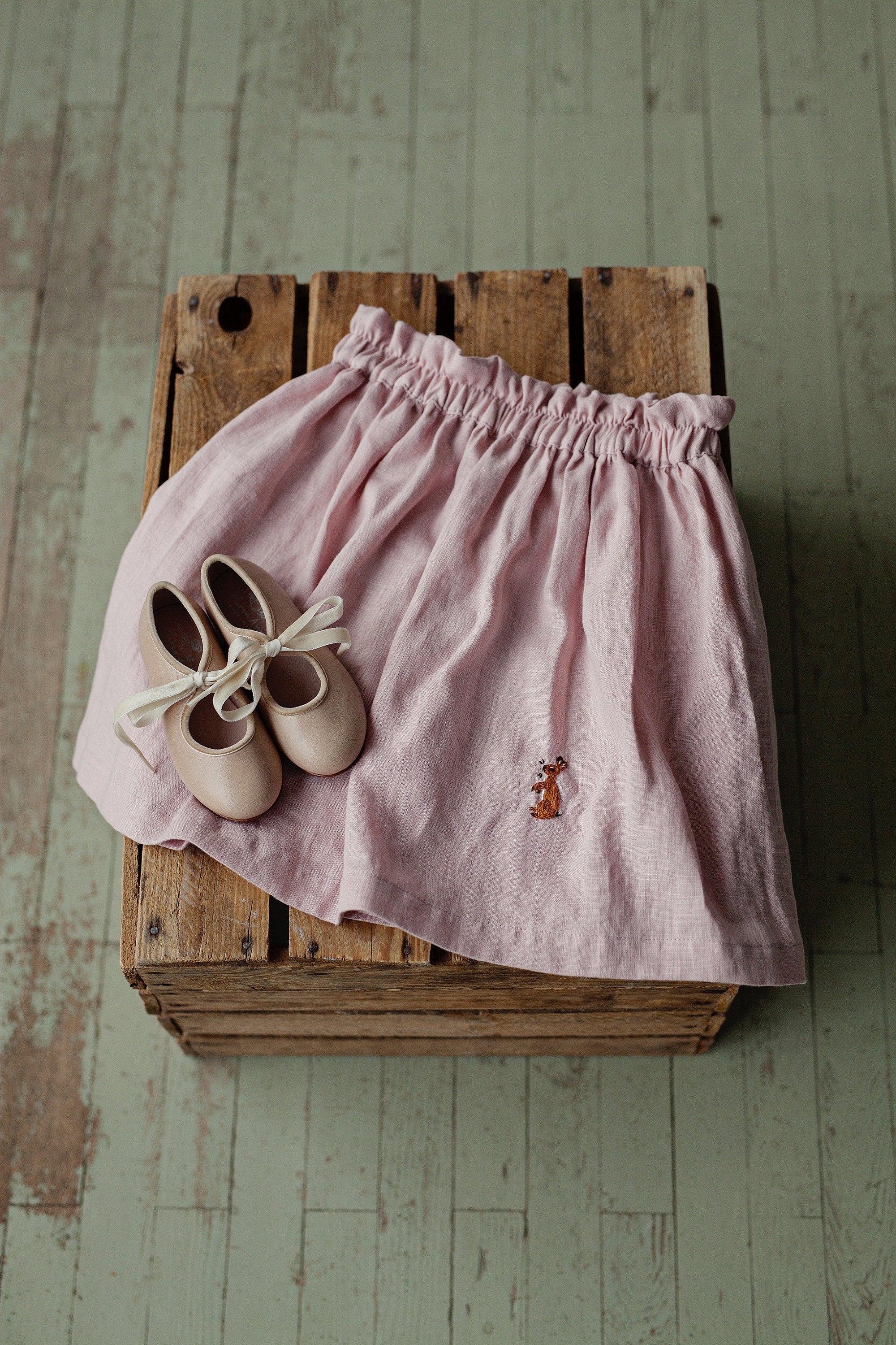 Baby Pink Long Linen Skirt