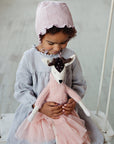 Baby Pink Ruffle Linen Bonnet