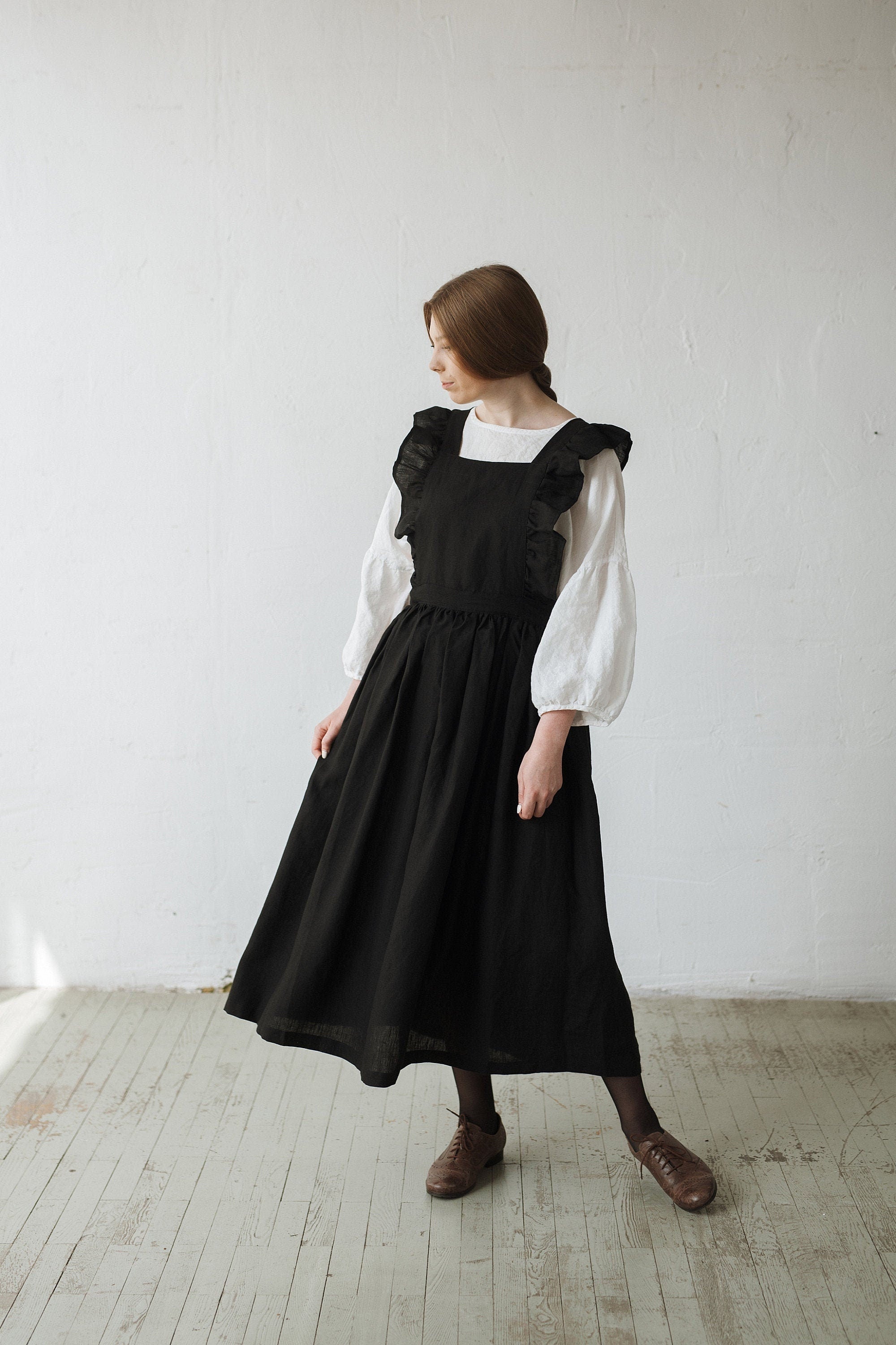 Black Long Vintage Linen Dress