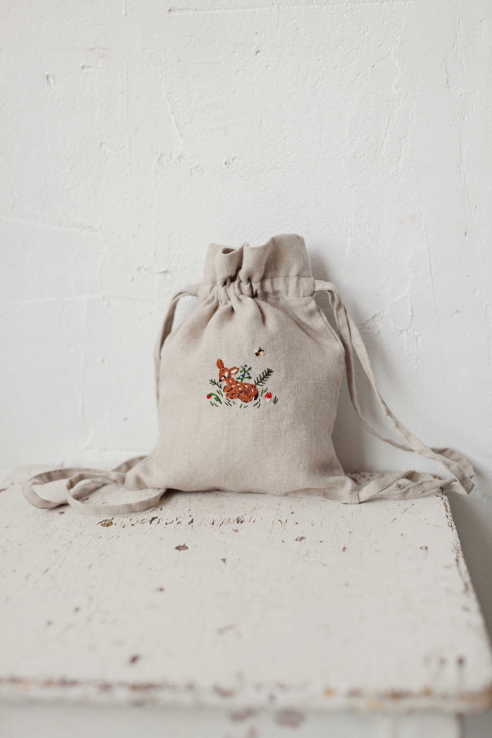 Fawn in the Meadow Linen Backpack