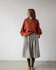 B&W Stripe Classic Midi Linen Skirt