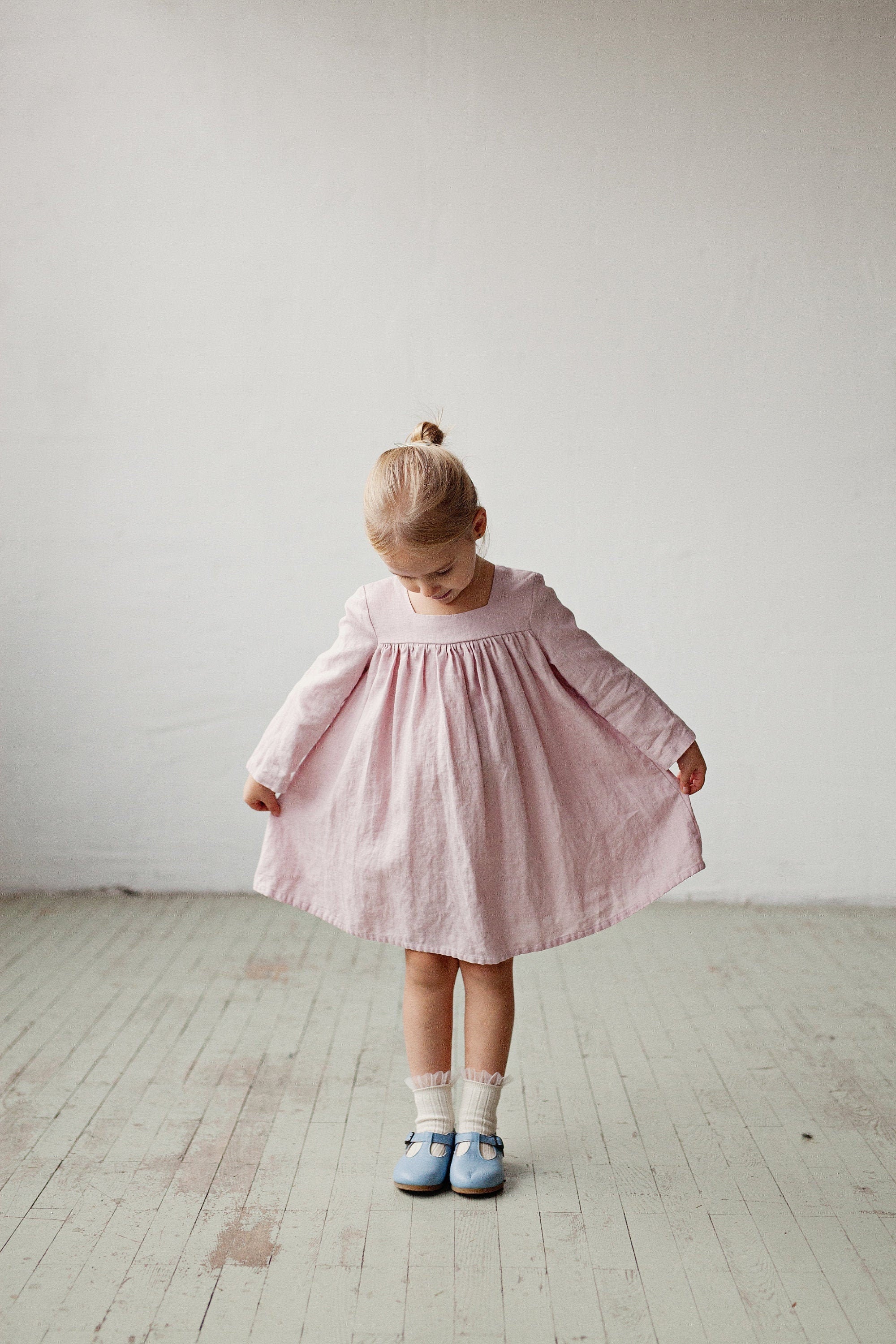 Baby Pink Classic Linen Dress