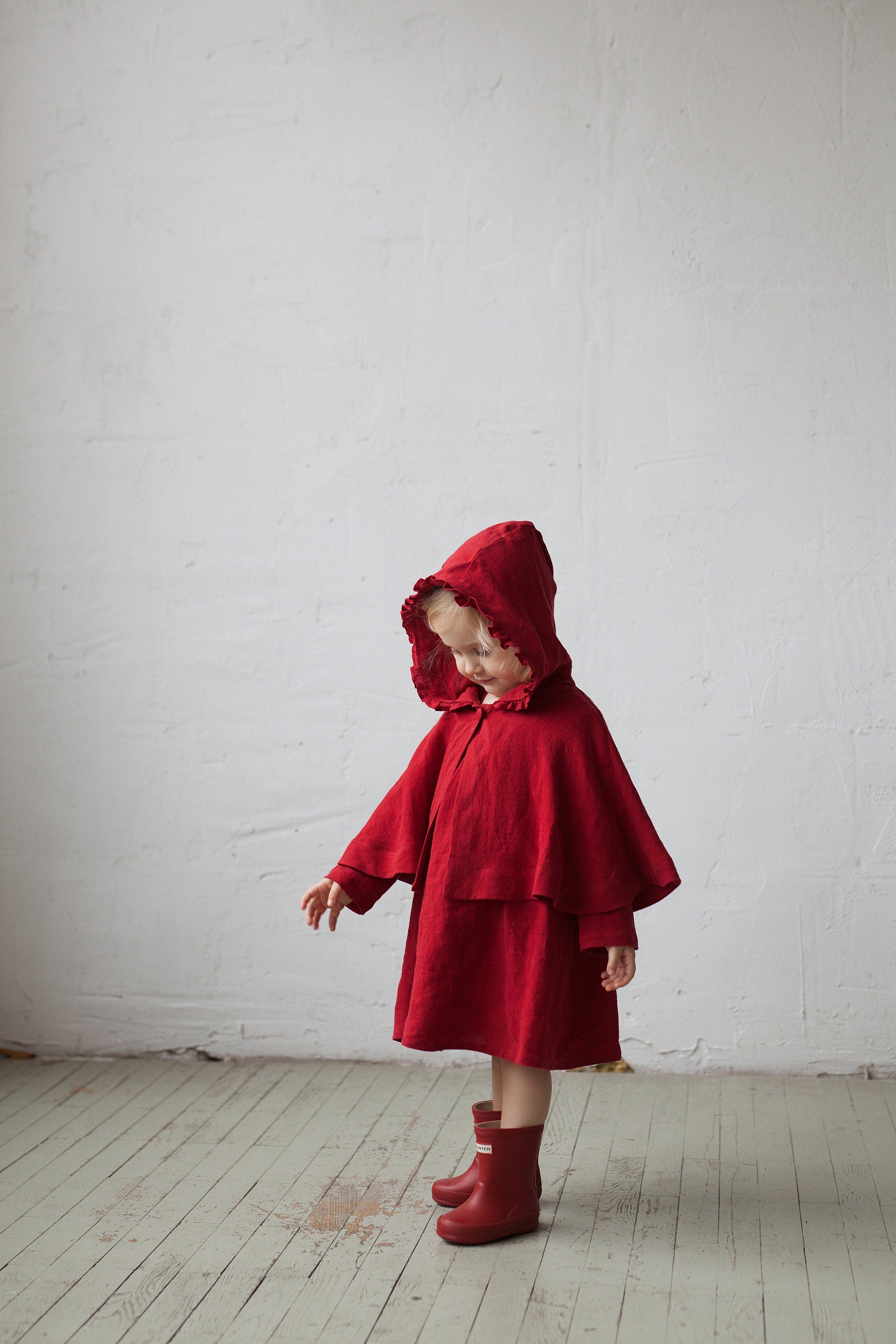 Cherry Little Red Riding Hood Linen Cape