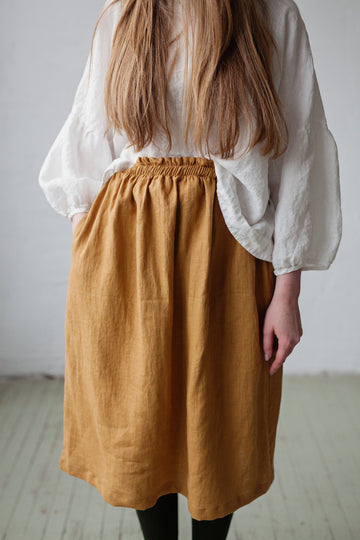 Mustard Classic Midi Skirt
