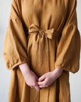 Mustard Kimono Linen Dress