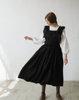 Black Long Vintage Linen Dress