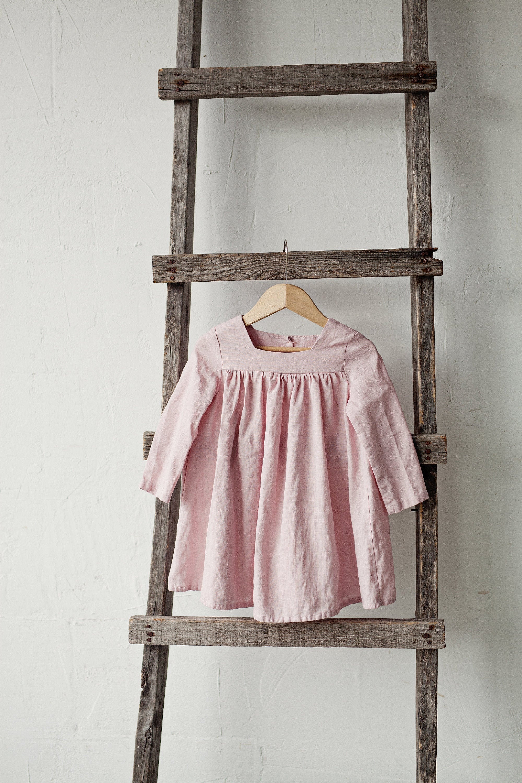 Baby Pink Classic Linen Dress
