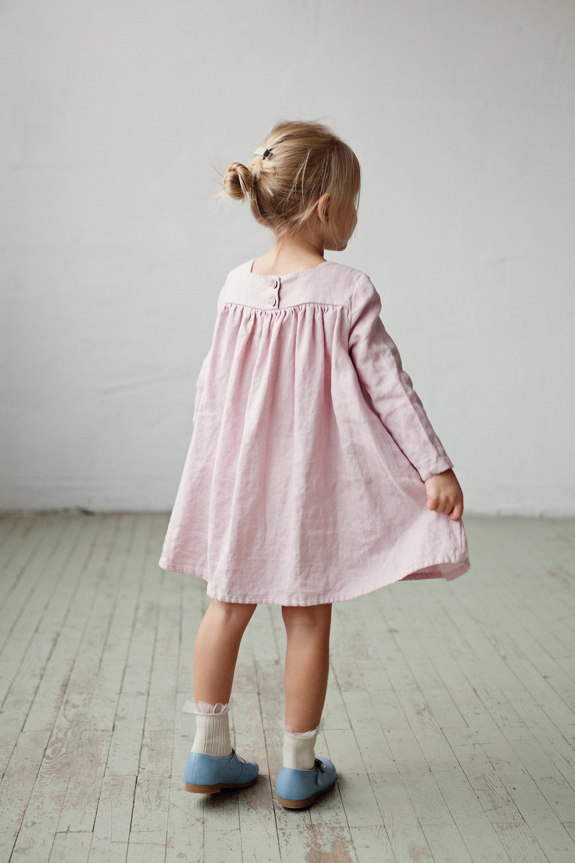 Baby Pink Classic Linen Dress