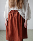 Rust Classic Midi Linen Skirt