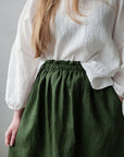 Forest Green Classic Midi Linen Skirt