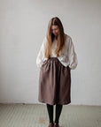 Cacao Classic Midi Linen Skirt