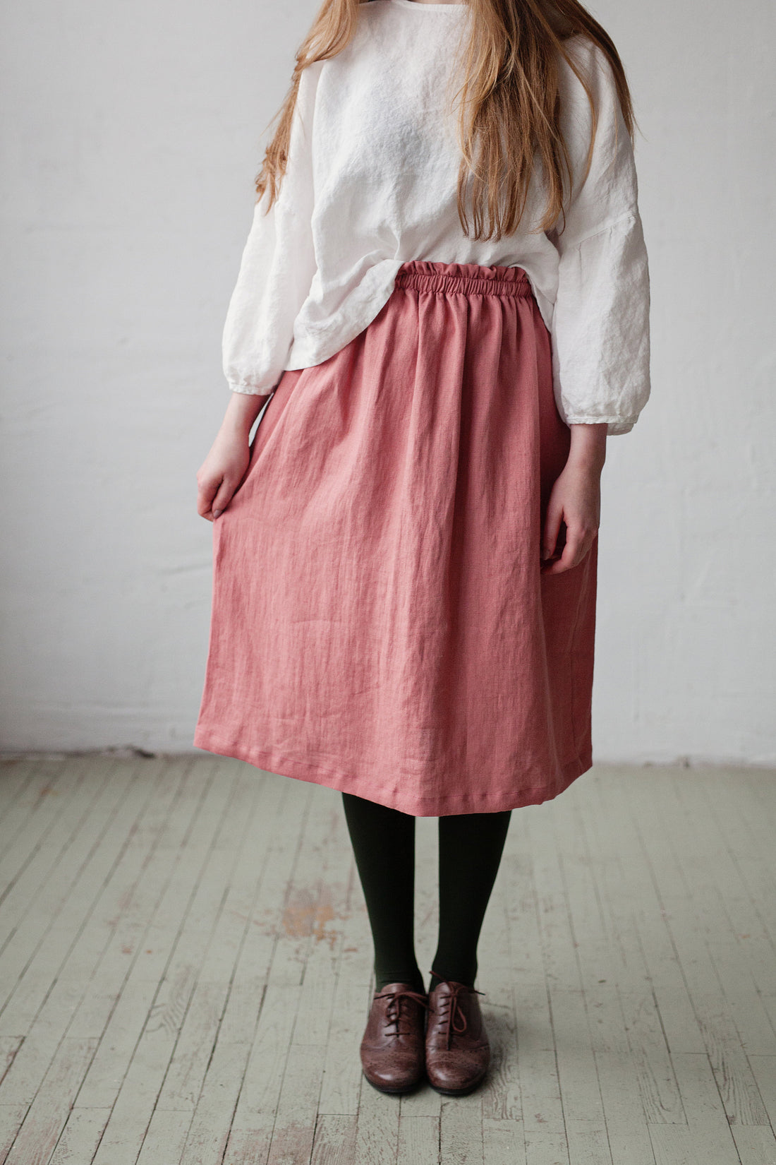 Salmon Classic Midi Skirt