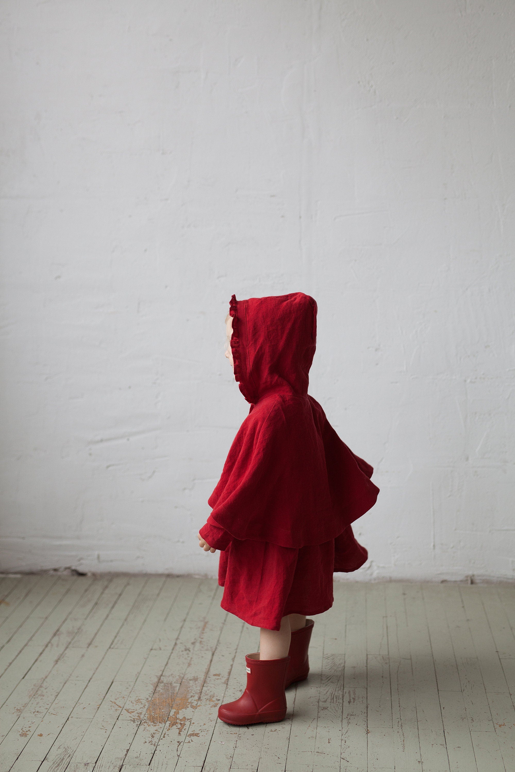 Cherry Little Red Riding Hood Linen Cape