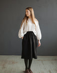 Black Classic Midi Linen Skirt