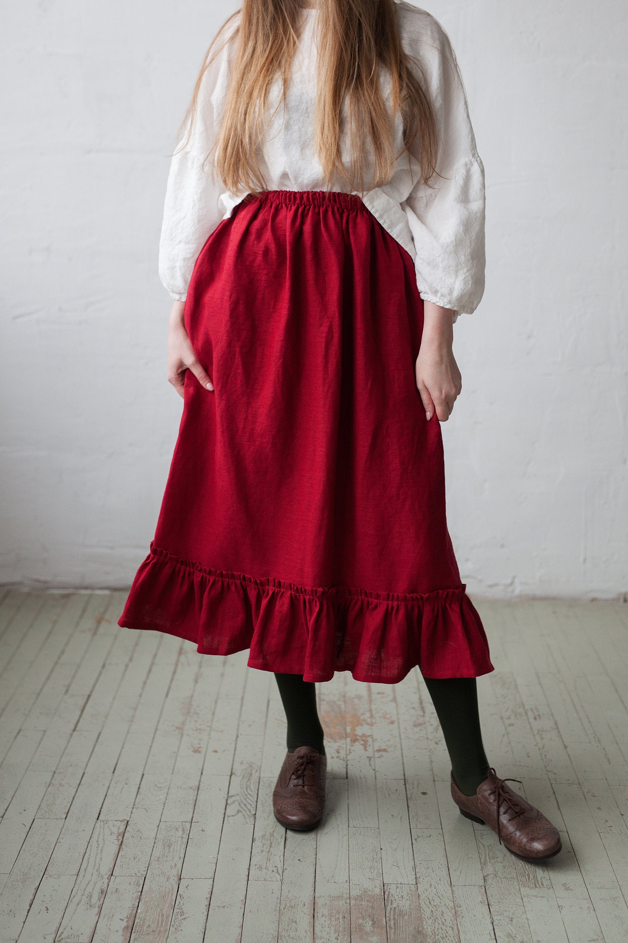Cherry Victorian Linen Skirt