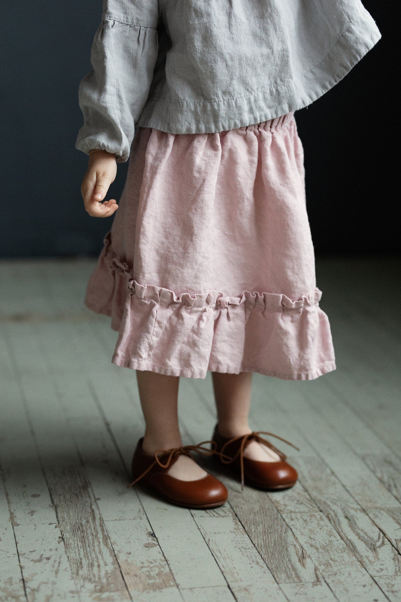 Baby Pink Ruffle Linen Skirt