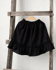 Black Ruffle Linen Skirt