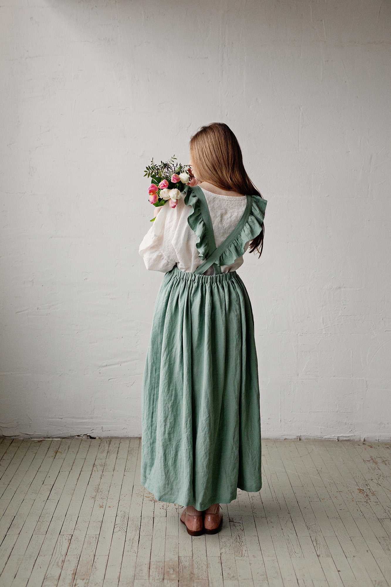 Mint Long Vintage Linen Dress allthebeautifullinen Mint Long Vintage Linen Dress allthebeautifullinen