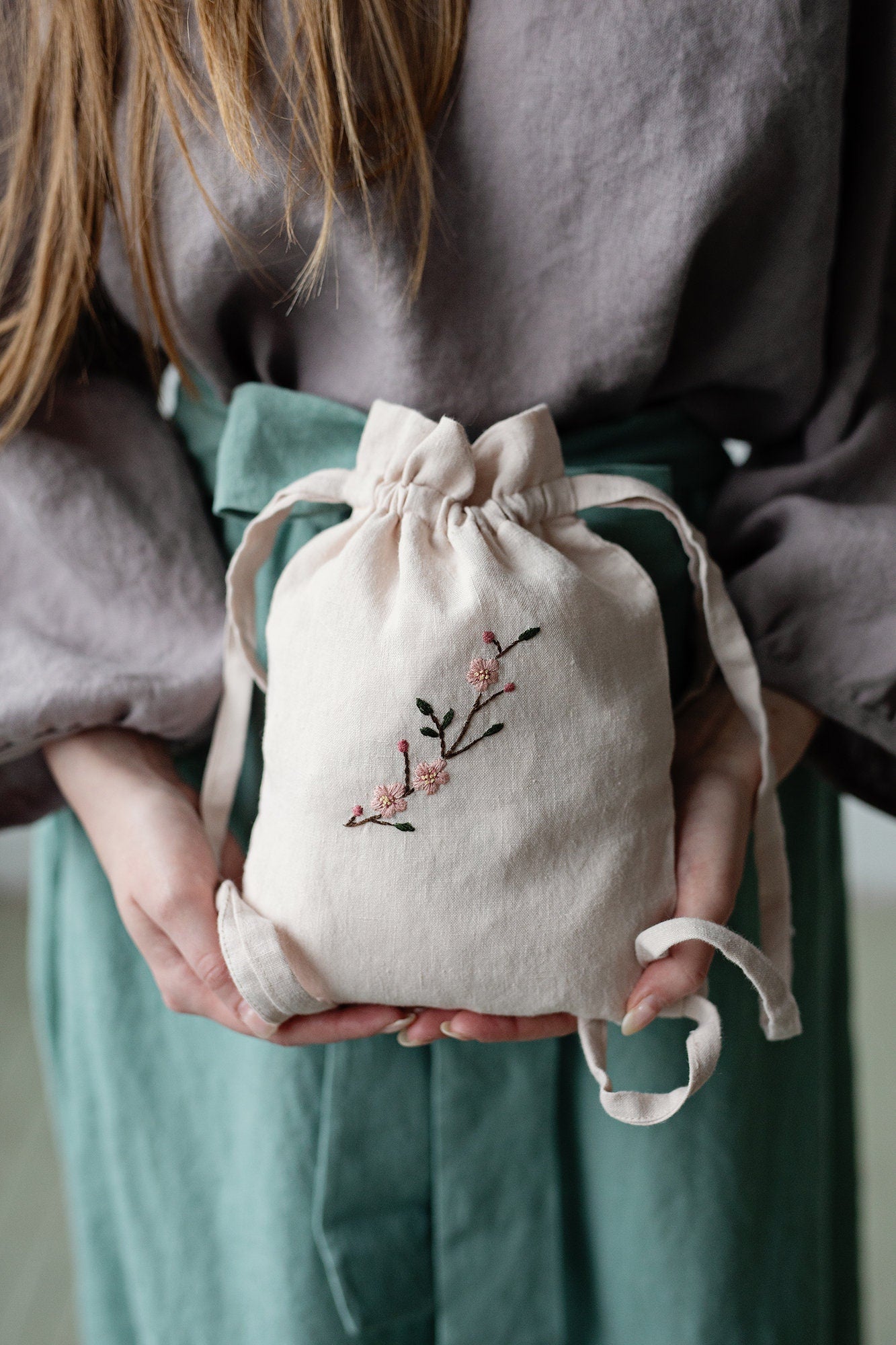 Cherry Blossom Linen Backpack – allthebeautifullinen