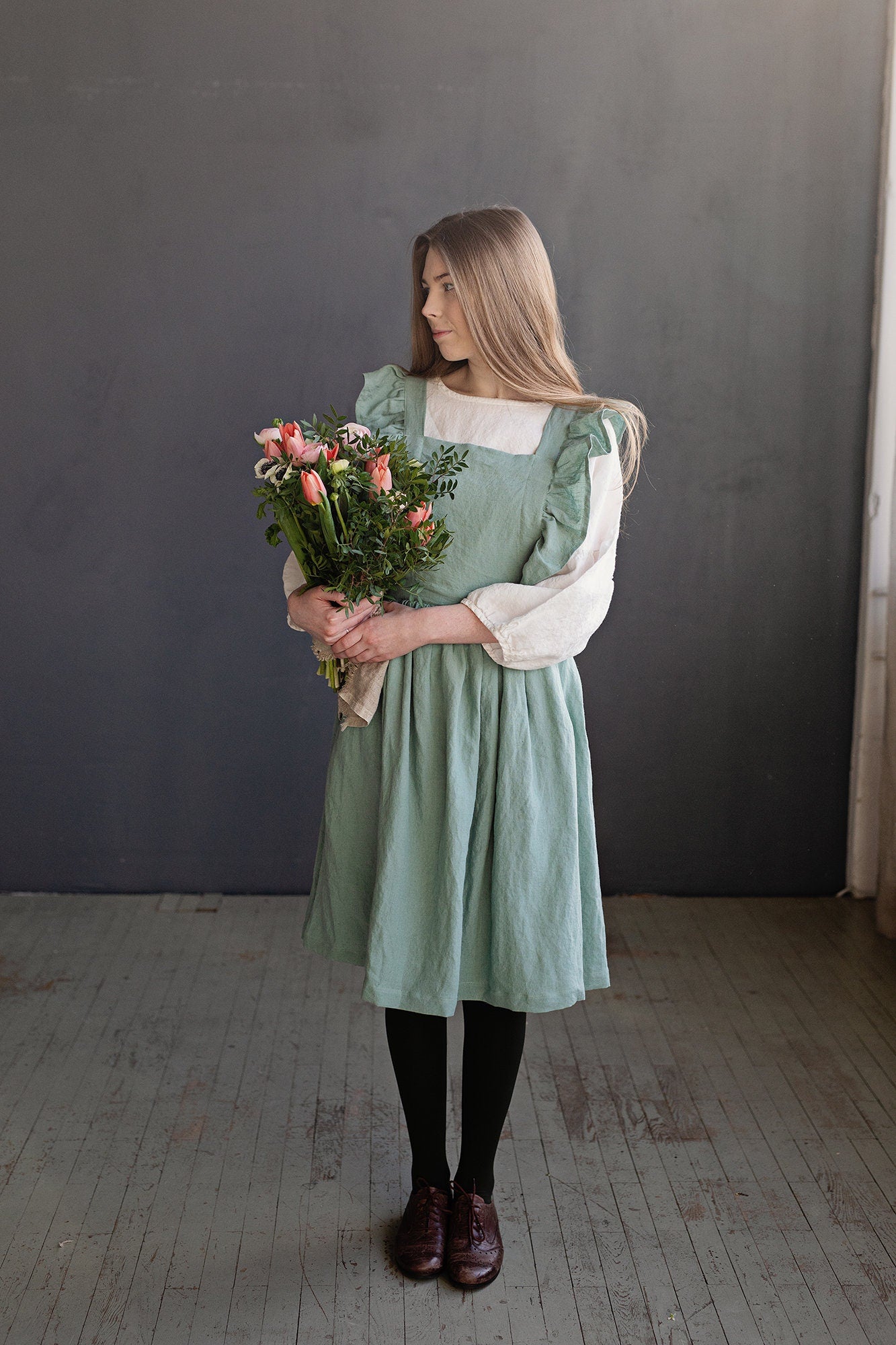 Mint Short Vintage Linen Dress allthebeautifullinen Mint Short Vintage Linen Dress allthebeautifullinen