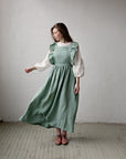 Mint Long Vintage Linen Dress