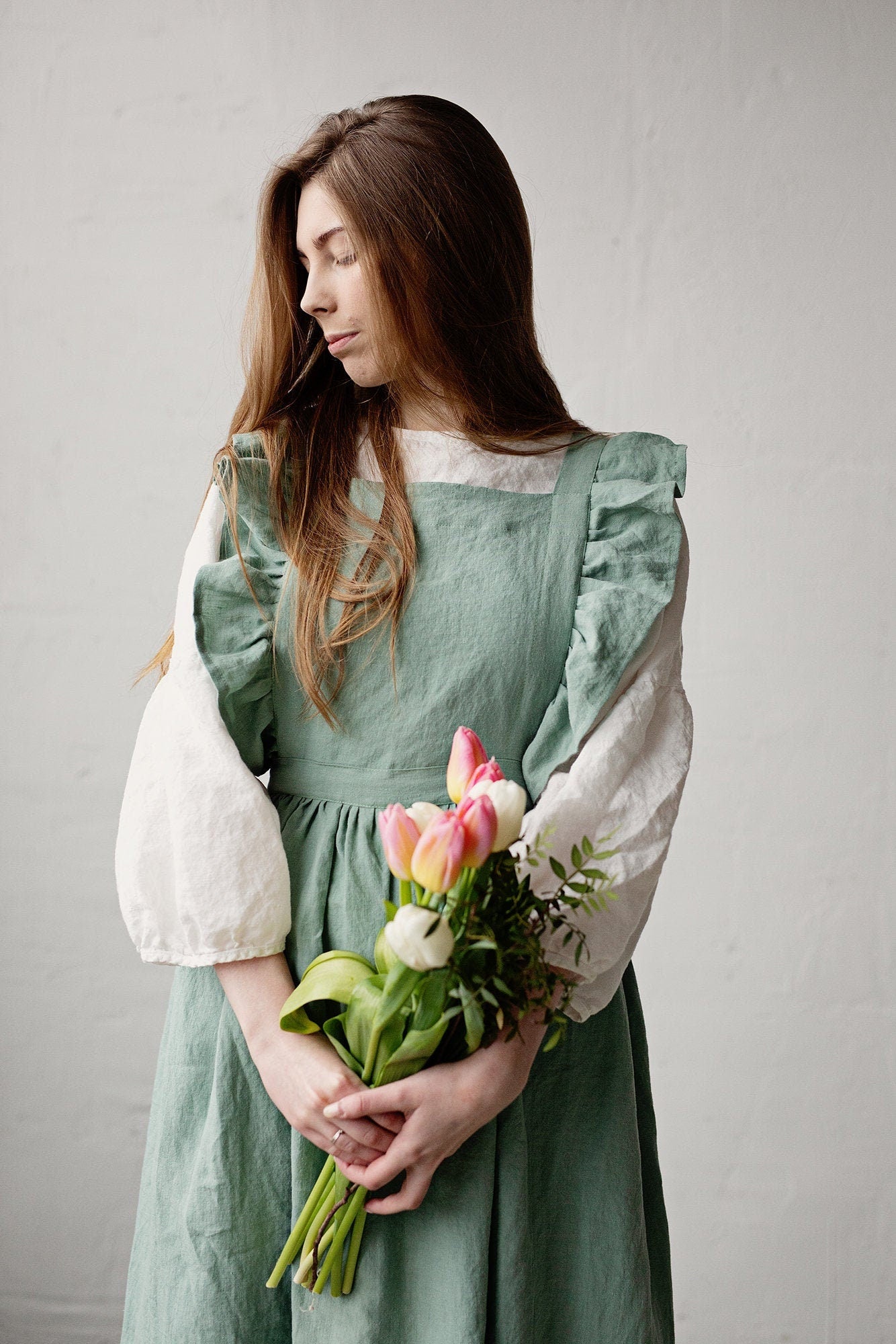 Mint Long Vintage Linen Dress allthebeautifullinen Mint Long Vintage Linen Dress allthebeautifullinen