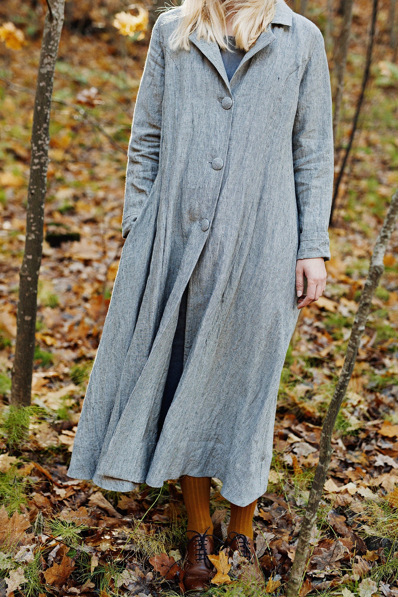 B&amp;W Stripe Jane Austen Linen Coat