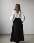 Black Romantic Long Linen Skirt