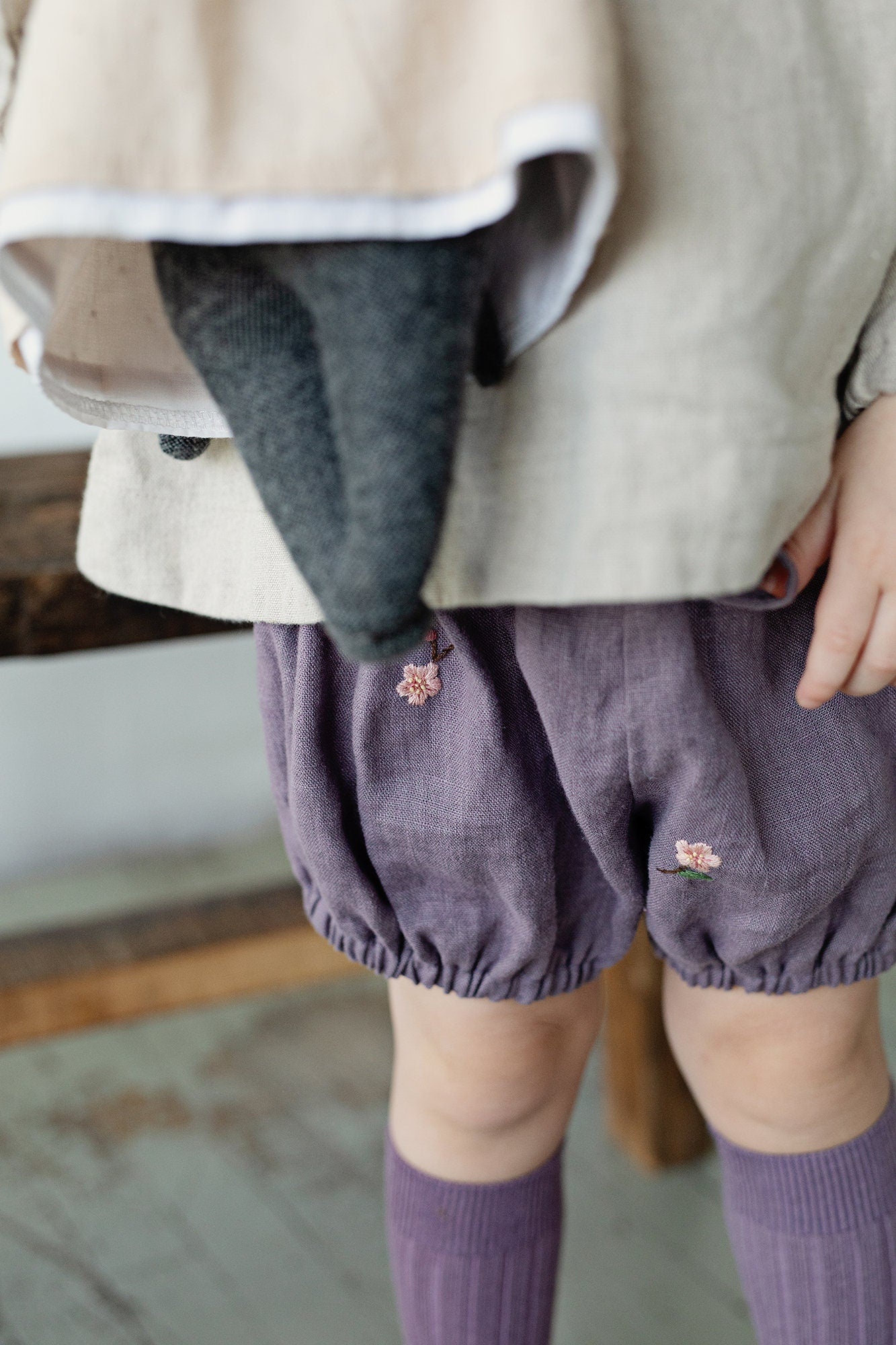 Mauve Exclusive Blossom Linen Bloomers