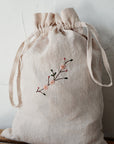 Cherry Blossom Pouch Linen Bag