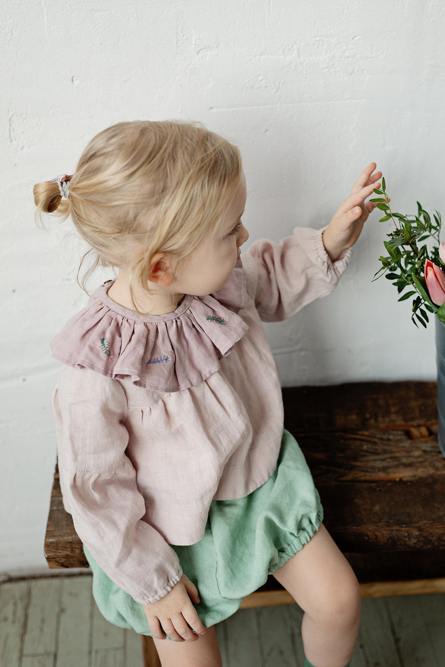 Baby Pink Ruffle  Collar with Branches