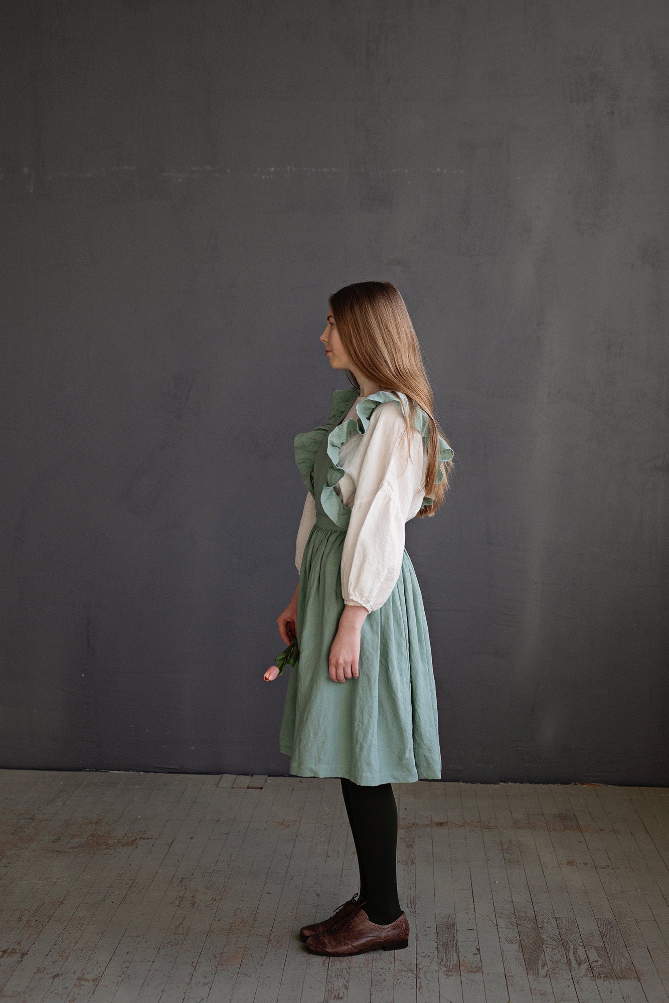 Mint Short Vintage Linen Dress