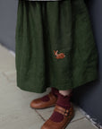 Forest Green Long Linen Skirt