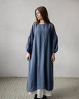 Dusty Blue Kimono Linen Dress