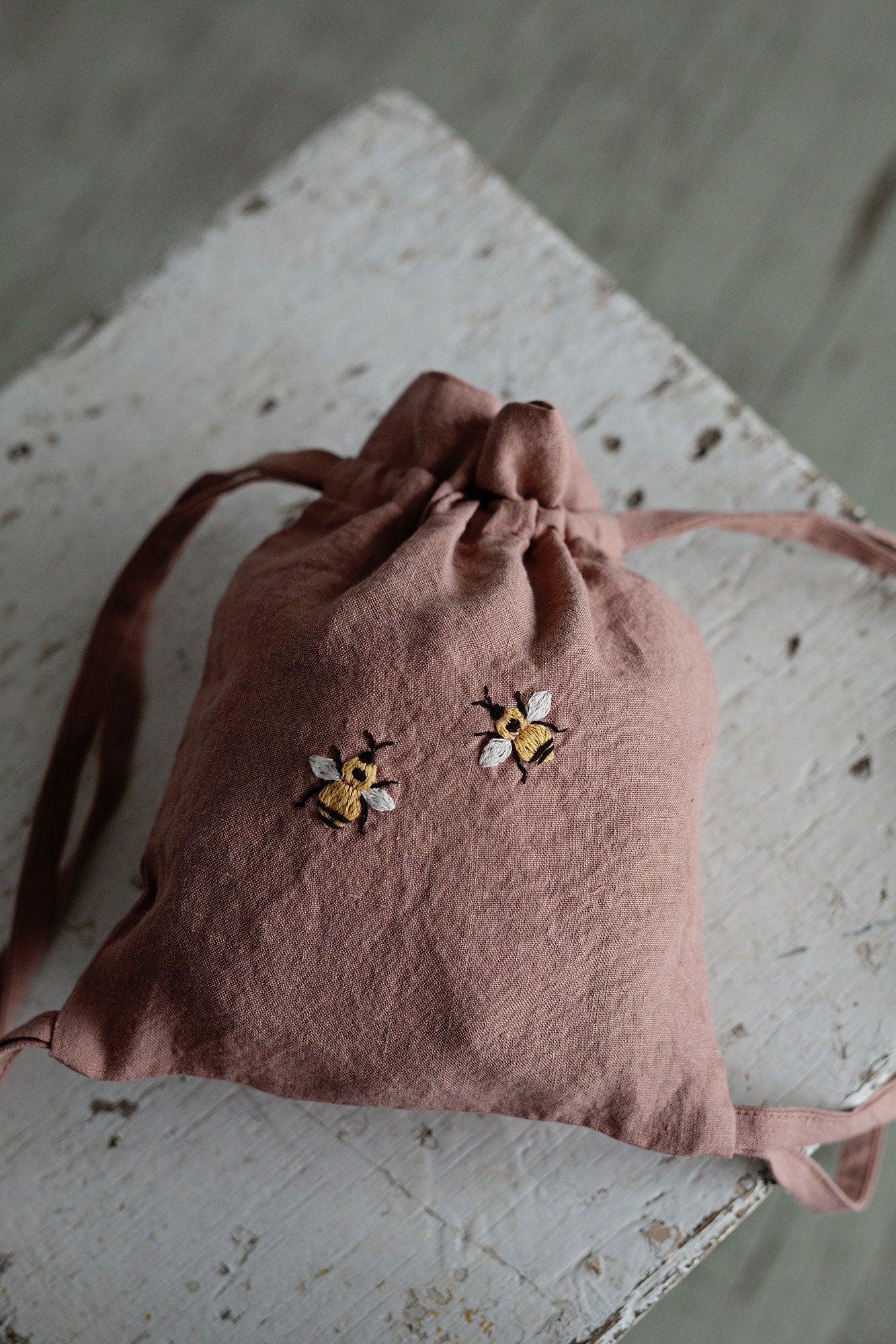 Two Bees Linen Backpack