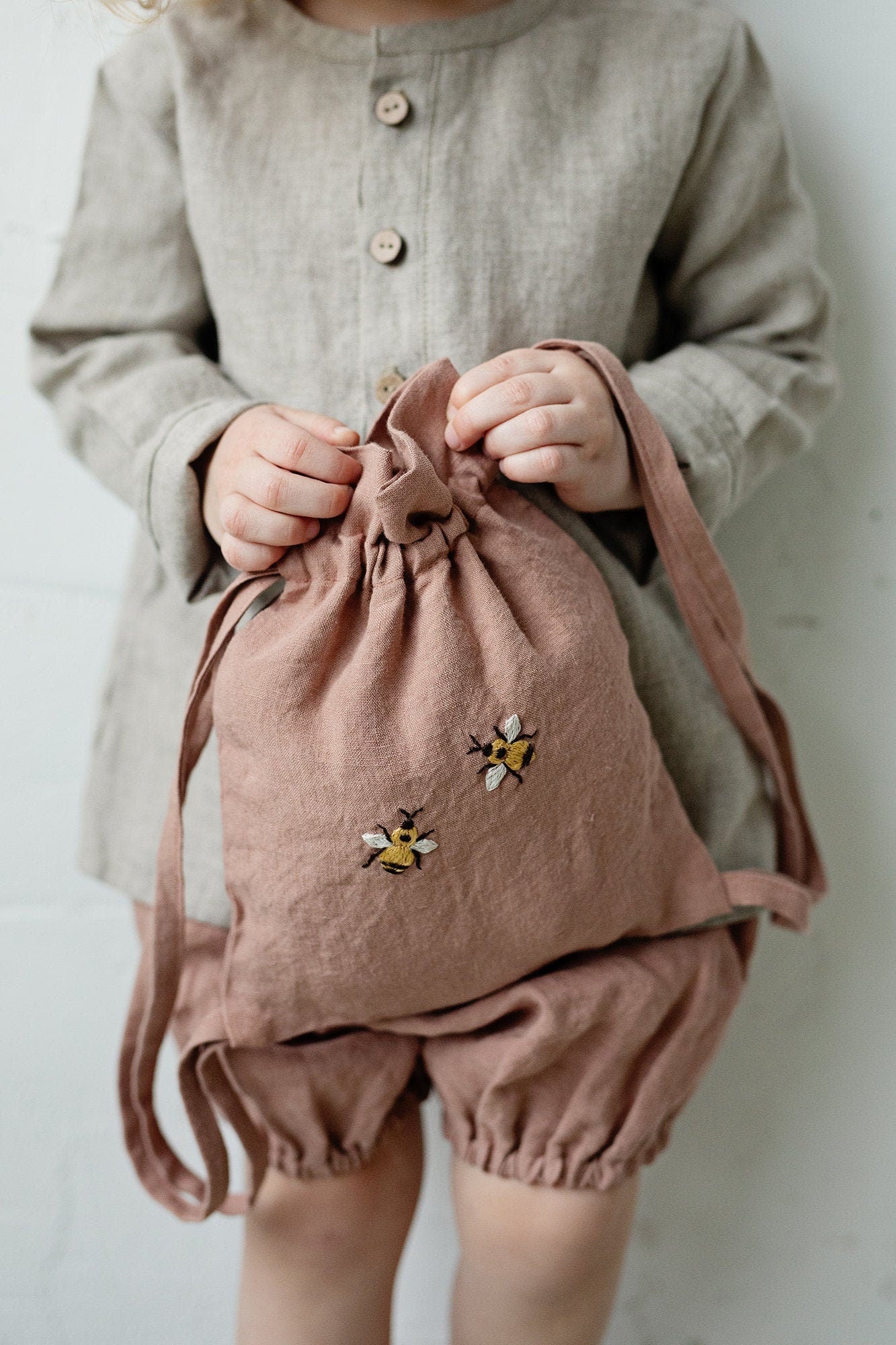 Two Bees Linen Backpack
