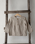 Natural Long Sleeve Button Linen Shirt